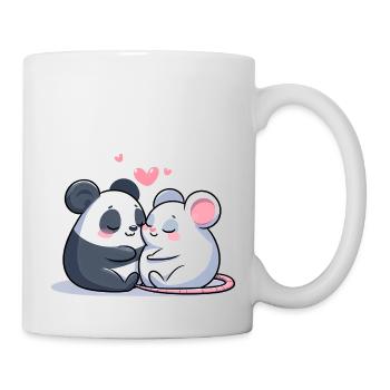 Câlin Panda Et Souris Amoureux - Mug blanc - blanc - Droite