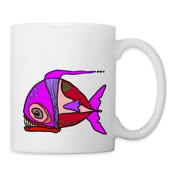 Bunter Surrealfisch Patchwork - Tasse - Weiß - Rechts