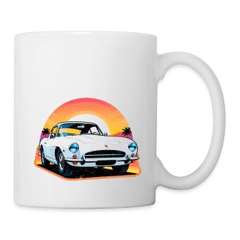 Oldtimer Sonnenuntergang - Tasse - Weiß - Rechts