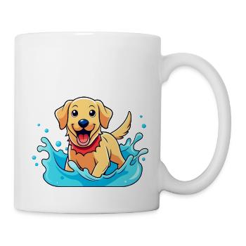 Fröhlicher Labrador Retriever planscht in Poolkunst - Tasse - Weiß - Rechts