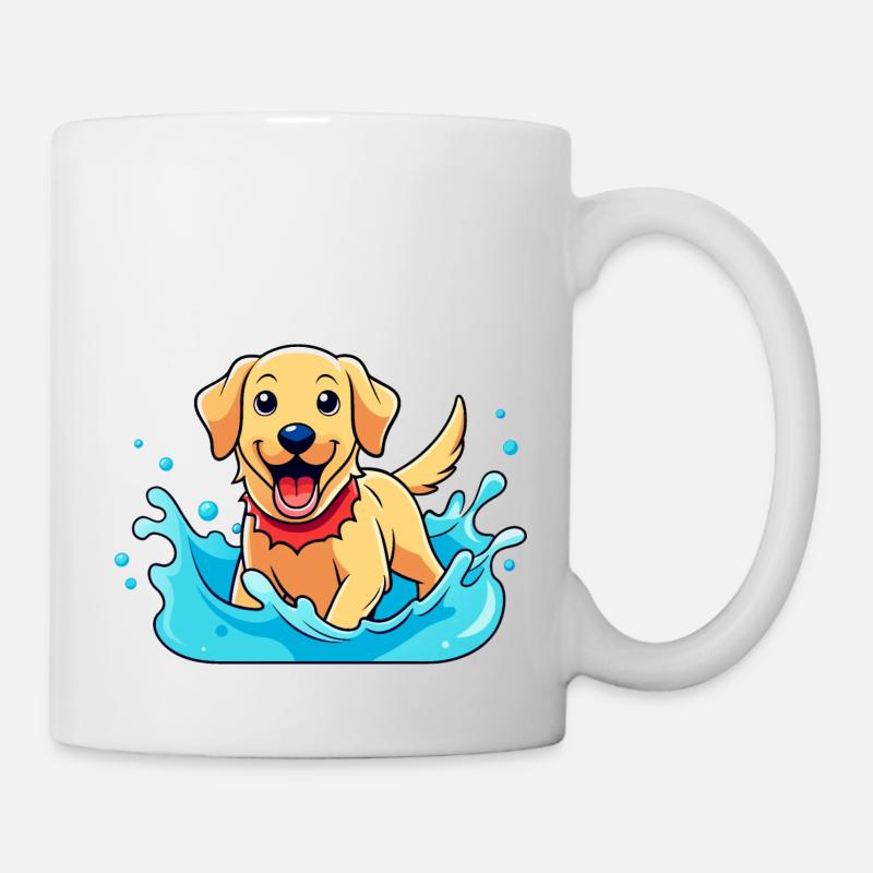 Joyeux Labrador Retriever éclaboussant dans l’Art de la piscine - Mug blanc - blanc
