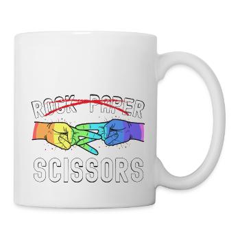 Lesbienne Fierté Rock Papier Ciseaux Drôle LGBTQ - Mug blanc - blanc - Droite