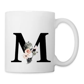 Tropischer Blumenbuchstabe M - Tasse - Weiß - Rechts