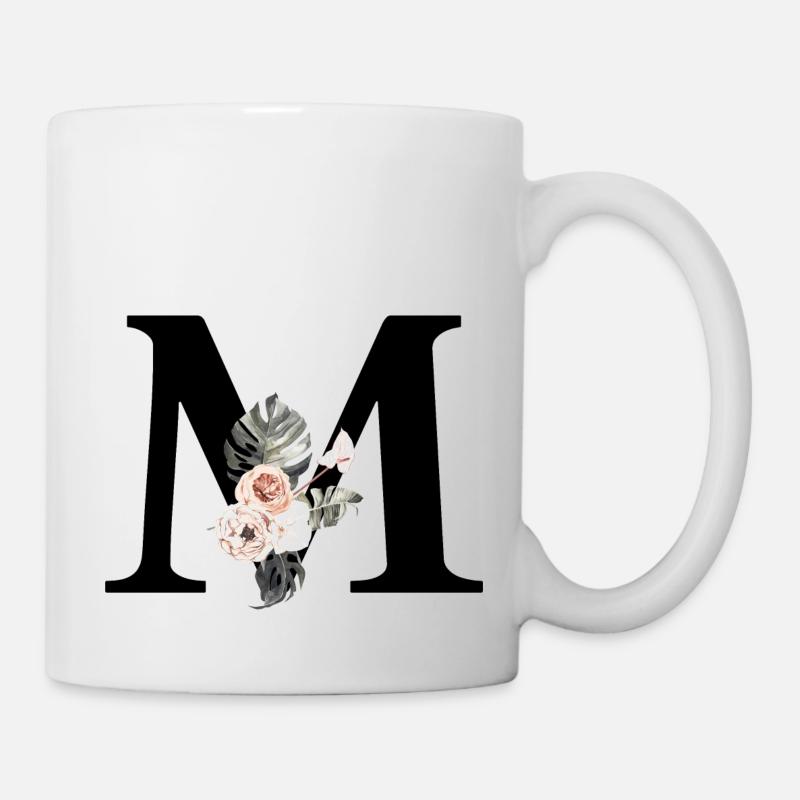 Tropischer Blumenbuchstabe M - Tasse - Weiß