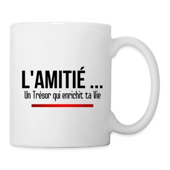 "Friendship, a treasure that enriches your life". Quotation - Mug - white - Right
