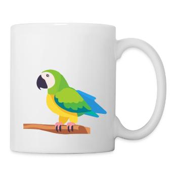 Papagei bunt Ara Vogel auf Ast - Tasse - Weiß - Rechts
