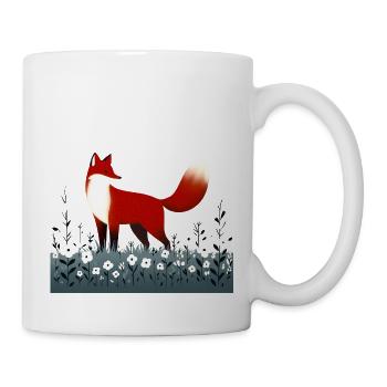 Fox in flower meadow - Mug - white - Right