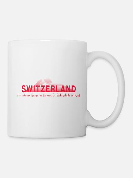 Schweiz Berge Schokolade - Tasse - Weiß