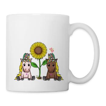 Tournesol Hippie Cheval Chevaux Cavalier - Mug blanc - blanc - Droite