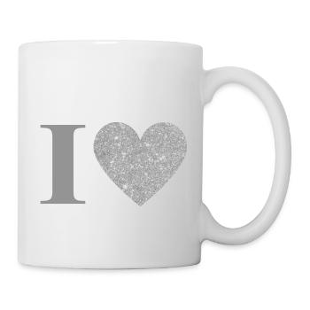Buchstabe i silbernes Herz - Tasse - Weiß - Rechts