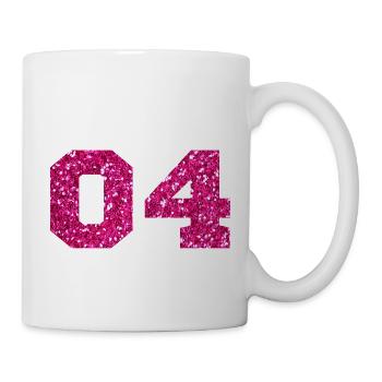 Nummer 4 Pink Glitter - 4. Jubiläum - Tasse - Weiß - Rechts