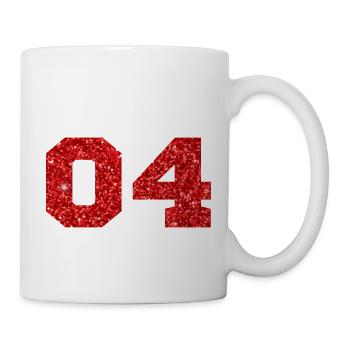 Nummer 4 Roter Glitzer - 4. Jahrestag - Tasse - Weiß - Rechts