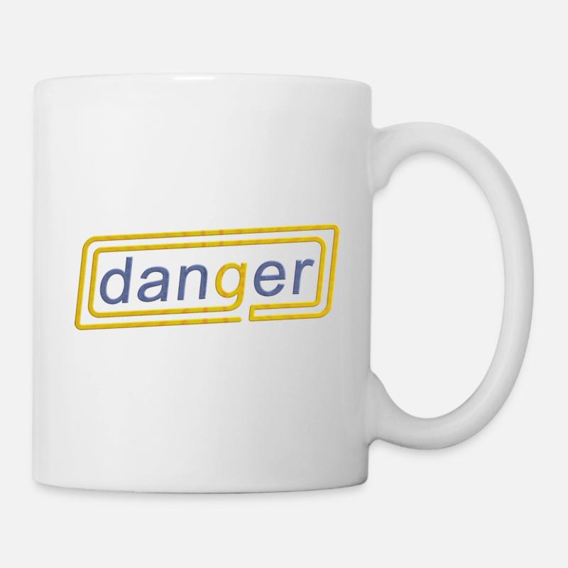 Danger bleu et jaune - Mug blanc - blanc