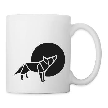 black wolf origami - Mug - white - Right