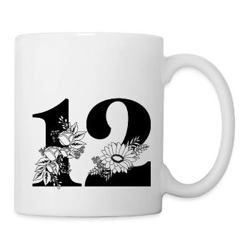 Numéro 12 floral noir -12e anniversaire floral - Mug blanc - blanc - Droite