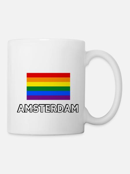 Pride Flagge Amsterdam - Tasse - Weiß
