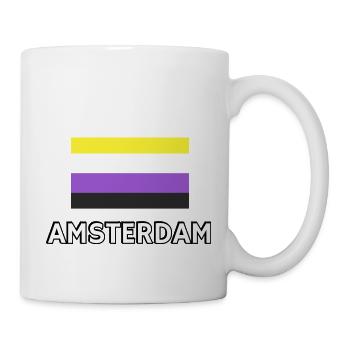 Non binary Pride Flag Amsterdam - Mug - white - Right