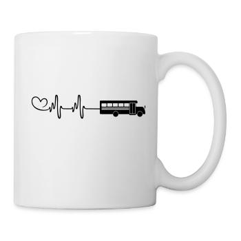 Schule Schulbus Herz Liebe Puls - Tasse - Weiß - Rechts