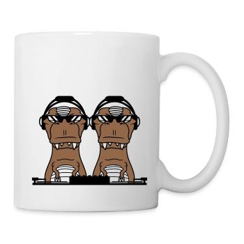 2 Cool DJ Dinosaur T-Rex Mixer Musique de fête - Mug blanc - blanc - Droite