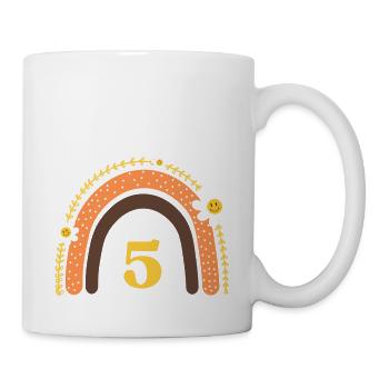 5e anniversaire rainbow jaune - Mug blanc - blanc - Droite