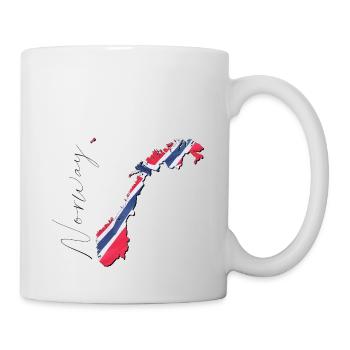 Norwegen Flagge in der Norwegen Landkarte EN - Tasse - Weiß - Rechts