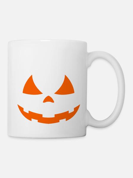 Kürbis Halloween Gesicht - Tasse - Weiß