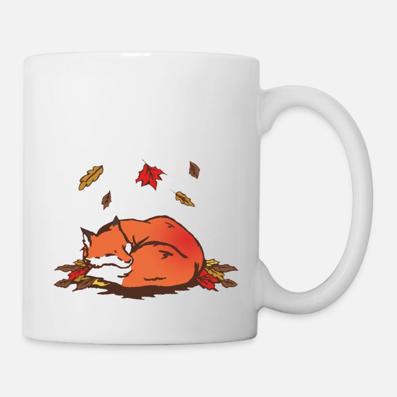 Schlafender Roter Fuchs im Herbst - Tasse - Weiß