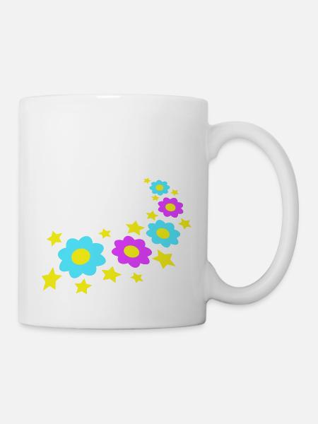Beaucoup de fleurs colorées belle conception de motif décoratif - Mug blanc - blanc