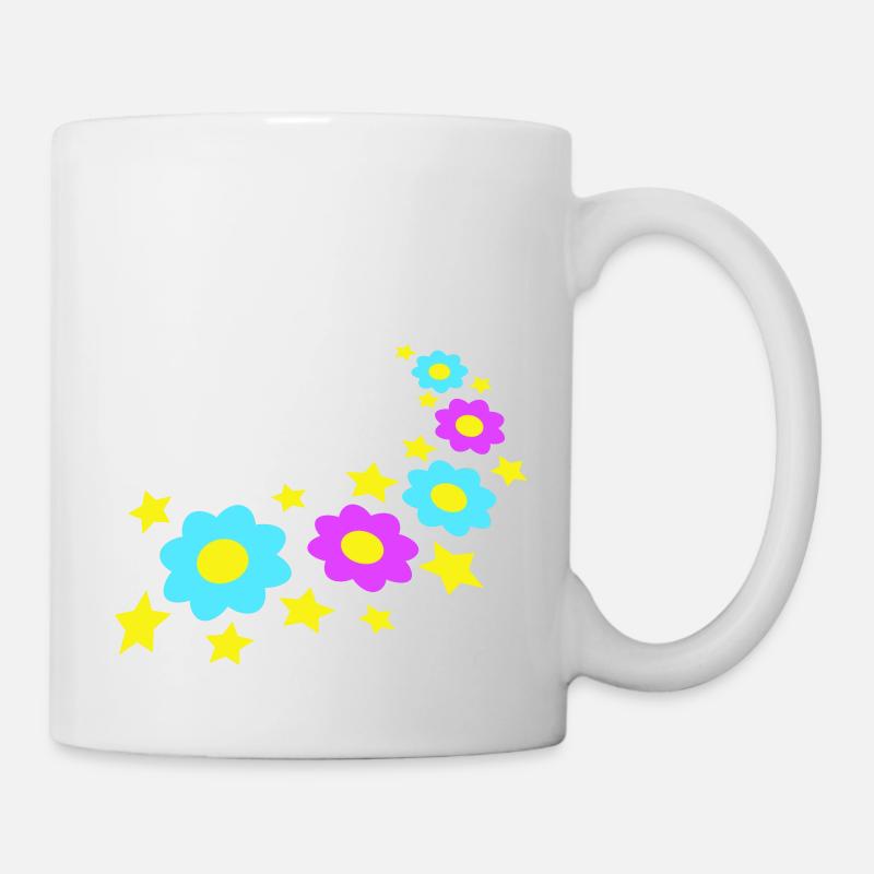 Beaucoup de fleurs colorées belle conception de motif décoratif - Mug blanc - blanc