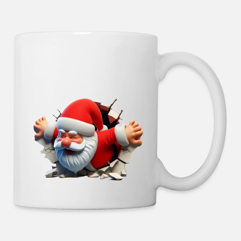 Santa im Loch von vorne 2 - Tasse - Weiß