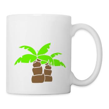 2 Palmen Insel Baum Strand Urlaub Kokosnuss Meer - Tasse - Weiß - Rechts