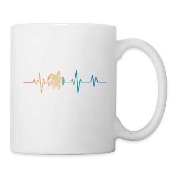 Battement de coeur rétro tortue marine - Mug blanc - blanc - Droite