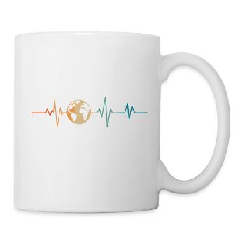 Battement de coeur rétro planète terre - Mug blanc - blanc - Droite