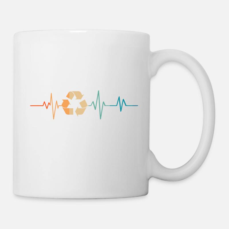 Battement de coeur rétro recyclage - Mug blanc - blanc