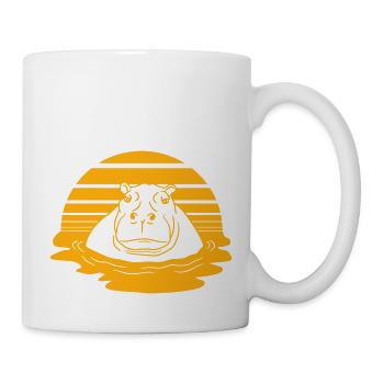 Nilpferd schwimmt Wasser Sonne Süß Comic Cartoon - Tasse - Weiß - Rechts