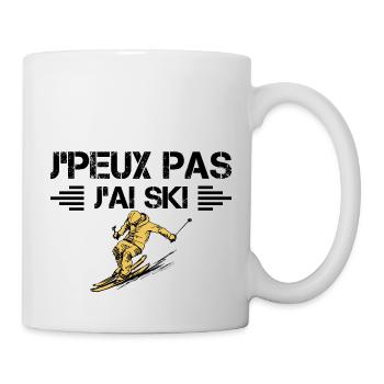 j'peux pas j'ai ski bleu - Mug blanc - blanc - Droite
