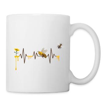 Heartbeat Bees - Geschenkidee - Tasse - Weiß - Rechts