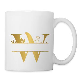 Personalisierter floraler vergoldeter Buchstabe w - Geschenkidee - Tasse - Weiß - Rechts