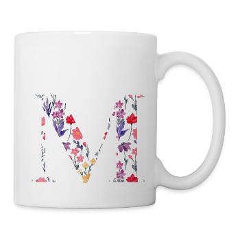 Personalized Floral Letter M - Gift Idea - Mug - white - Right