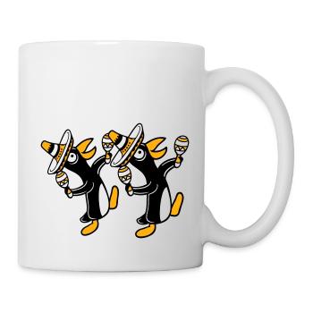 2 Pingouins Hochets Fête Mexique Culture Chapeaux Équipe - Mug blanc - blanc - Droite