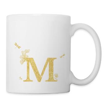 Letter m glitter golden dragonfly - gift idea - Mug - white - Right