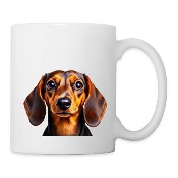 Dackel Hund Porträt Welpe Haustier Hunderasse - Tasse - Weiß - Rechts