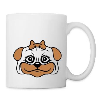 Dog Pug Girl Pretty Bow Woman Female - Mug - white - Right