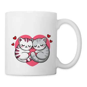 Valentinstag Katzen - Tasse - Weiß - Rechts
