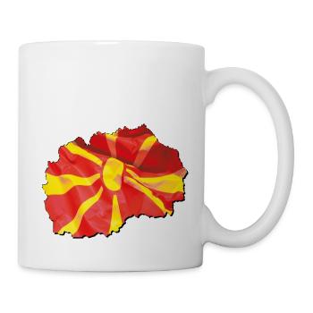 Mazedonien Flagge in der Mazedonien Landkarte - Tasse - Weiß - Rechts