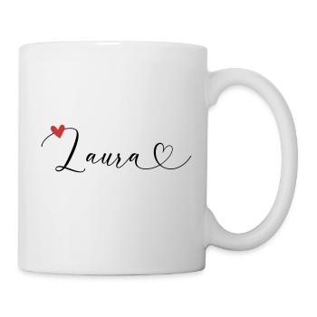 Laura Nom Prénom Calligraphie Coeur - Mug blanc - blanc - Droite