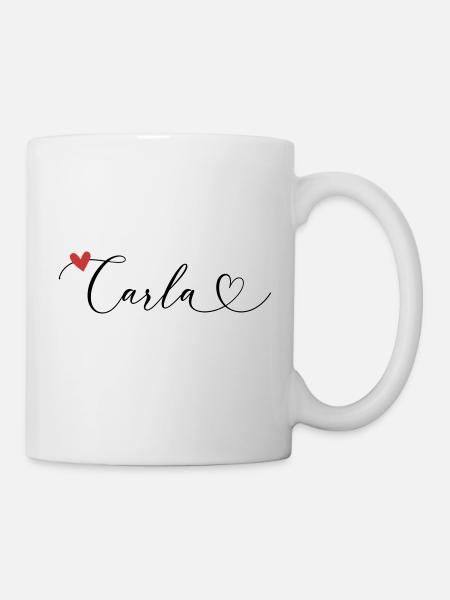 Carla Surname First name Calligraphy Heart - Mug - white