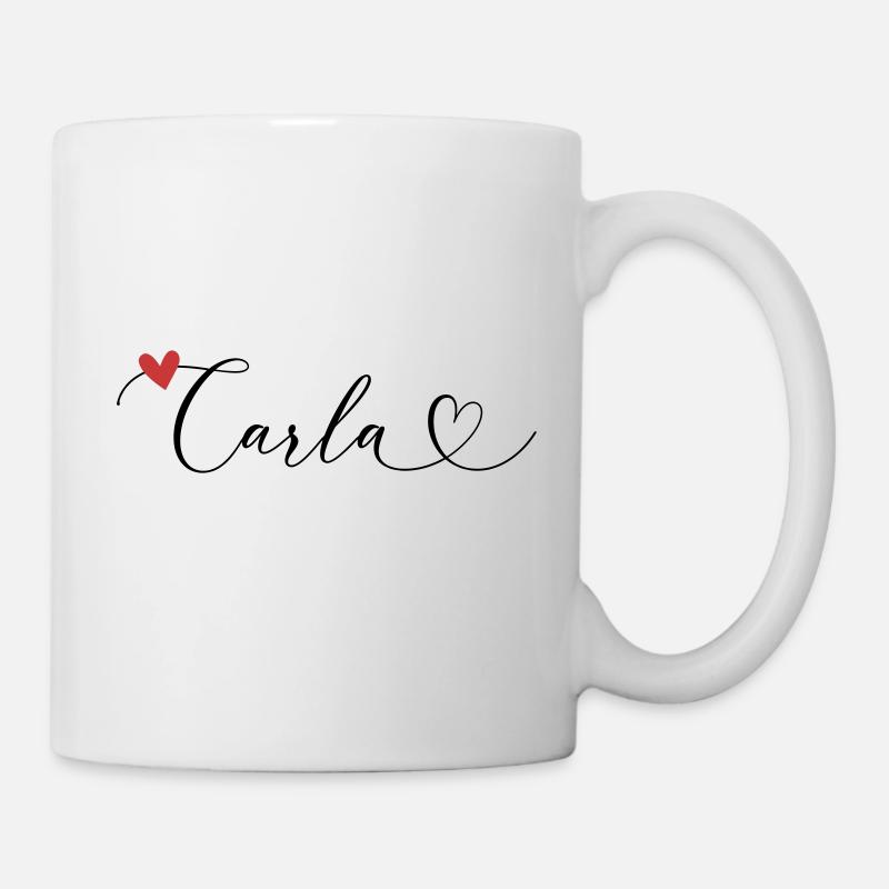 Carla Surname First name Calligraphy Heart - Mug - white