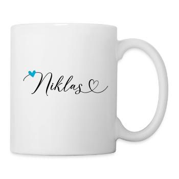 Niklas Name Vorname Kalligrafieherz - Tasse - Weiß - Rechts