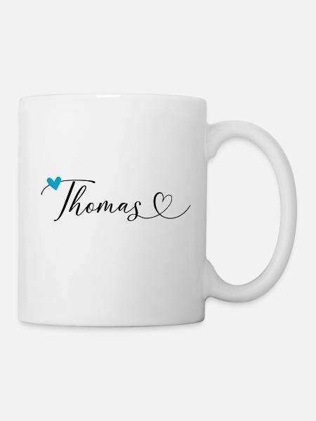 Thomas Nom Prénom Calligraphie Coeur - Mug blanc - blanc